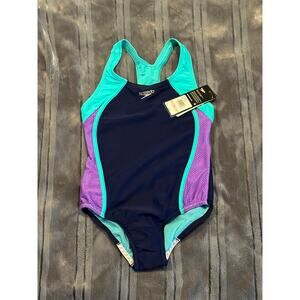 NEW Speedo Girl's One Piece Thick Strap Swimsuit sz 10
